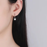 925 Silver Earrings Colored Zircon Star Ear Hook Jewelry Gift