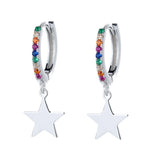 925 Silver Earrings Colored Zircon Star Ear Hook Jewelry Gift