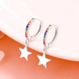 925 Silver Earrings Colored Zircon Star Ear Hook Jewelry Gift