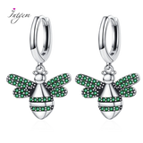 925 Silver Colorful Zircon Tree Bee Earrings