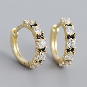 925 Silver CZ Hoop Earrings Women's Accessories