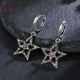 925 Silver Colorful Zircon Star Drop Earrings
