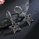 925 Silver Colorful Zircon Star Drop Earrings