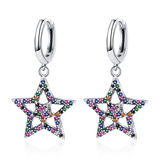 925 Silver Colorful Zircon Star Drop Earrings