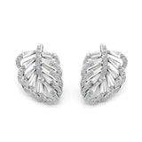 925 Silver Leaf CZ Zircon Stud Earrings Engagement Jewelry