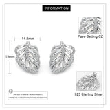 925 Silver Leaf CZ Zircon Stud Earrings Engagement Jewelry