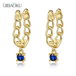 925 Silver Hoop Earrings with Zircon Ear Jewelry for Women