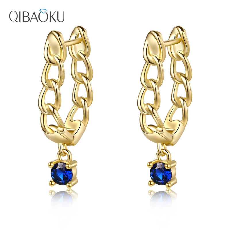 925 Silver Hoop Earrings with Zircon Ear Jewelry for Women