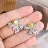 925 Silver Earrings Yellow Zircon Elegant Jewelry Gift