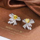 925 Silver Earrings Yellow Zircon Elegant Jewelry Gift