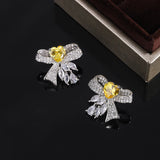 925 Silver Earrings Yellow Zircon Elegant Jewelry Gift