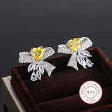 925 Silver Earrings Yellow Zircon Elegant Jewelry Gift