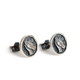 925 Silver Round Hands Stud Earrings Gothic Style