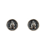 925 Silver Round Hands Stud Earrings Gothic Style