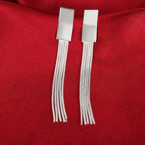 925 Silver Earrings Women's Tassel Ear Studs Christmas Jewelry