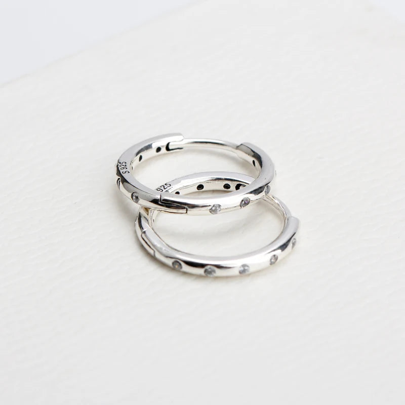 925 Silver Round CZ Circle Earrings for Women