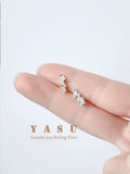 925 Silver Geometric Crystal Stud Earrings for Women