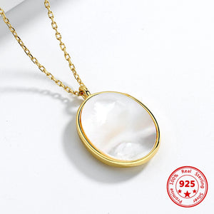 925 Silver Mother Of Pearl Shell Pendant Necklace Holiday Party Gift