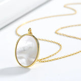 925 Silver Mother Of Pearl Shell Pendant Necklace Holiday Party Gift