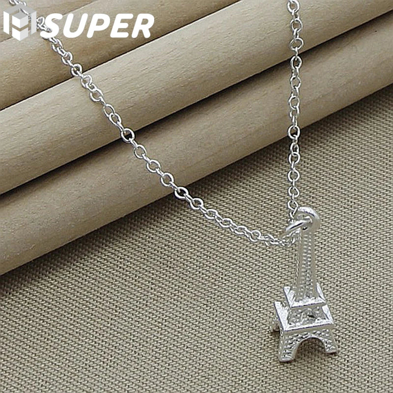 925 Silver Eiffel Tower Necklace 16-30 Inch Chain