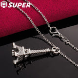 925 Silver Eiffel Tower Necklace 16-30 Inch Chain
