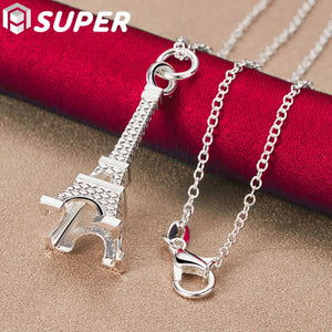 925 Silver Eiffel Tower Necklace 16-30 Inch Chain