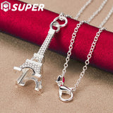 925 Silver Eiffel Tower Necklace 16-30 Inch Chain