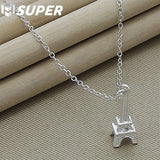 925 Silver Eiffel Tower Necklace 16-30 Inch Chain