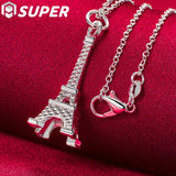 925 Silver Eiffel Tower Necklace 16-30 Inch Chain