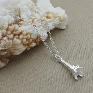 925 Silver Eiffel Tower Pendant Necklace Women Charm Jewelry
