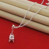 925 Silver Eiffel Tower Pendant Necklace Women Charm Jewelry