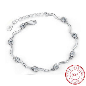925 Silver Crystal Zirconia Bracelet for Women - Wedding Gift
