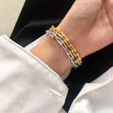 925 Silver Electroplating Rose Bracelet Women U Shape Lock Jewelry