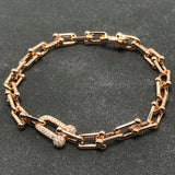 925 Silver Electroplating Rose Bracelet Women U Shape Lock Jewelry