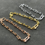 925 Silver Electroplating Rose Bracelet Women U Shape Lock Jewelry