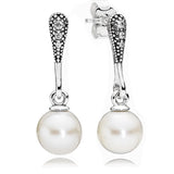 925 Silver Beauty Pearl Geometric Double Band Earrings