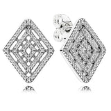 925 Silver Beauty Pearl Geometric Double Band Earrings