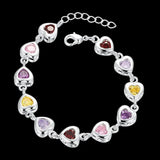 925 Silver Charm Bracelet Crystal Stone Drop Jewelry Women Wedding