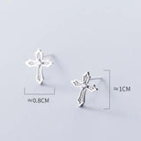 925 Silver Zircon Cross Stud Earrings Women Jewelry