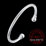 925 Sterling Silver Cuff Bangle Bracelets for Women Party Wedding Accessories