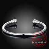 925 Sterling Silver Cuff Bangle Bracelets for Women Party Wedding Accessories