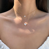 925 Silver Diamond Heart Necklace Zircon Choker Wedding Gift