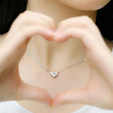 925 Silver Diamond Heart Necklace Zircon Choker Wedding Gift