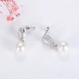 925 Silver Pearl Stud Earrings Sweet Wedding Ear Jewelry Women