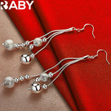 925 Silver Matte Beads Drop Earrings Woman Wedding Party Jewelry