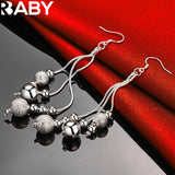 925 Silver Matte Beads Drop Earrings Woman Wedding Party Jewelry