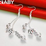 925 Silver Matte Beads Drop Earrings Woman Wedding Party Jewelry