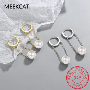 925 Silver Shell Pearl Ear Buckles CZ Women Party Fine Jewelry