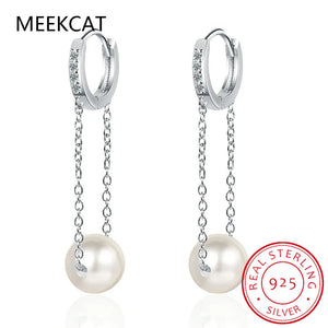 925 Silver Shell Pearl Ear Buckles CZ Women Party Fine Jewelry