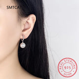 925 Silver Shell Pearl Ear Buckles CZ Women Party Jewelry BSE928